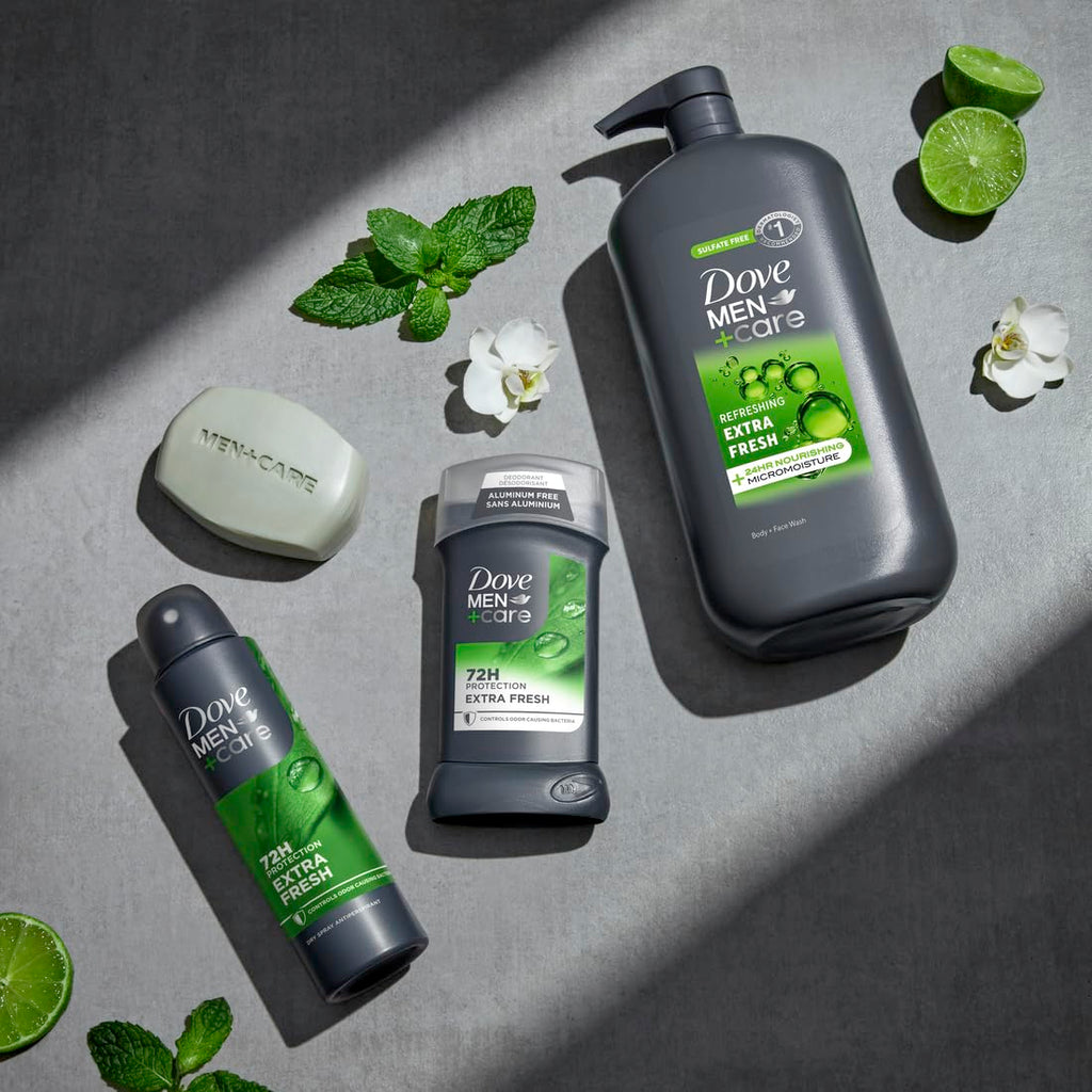 DOVE Men + Care Body Wash and Face for Fresh, Healthy-Feeling Skin Extra Fresh Cleanser That Effectively Washes Away Bacteria While Nourishing Your 13.5 oz