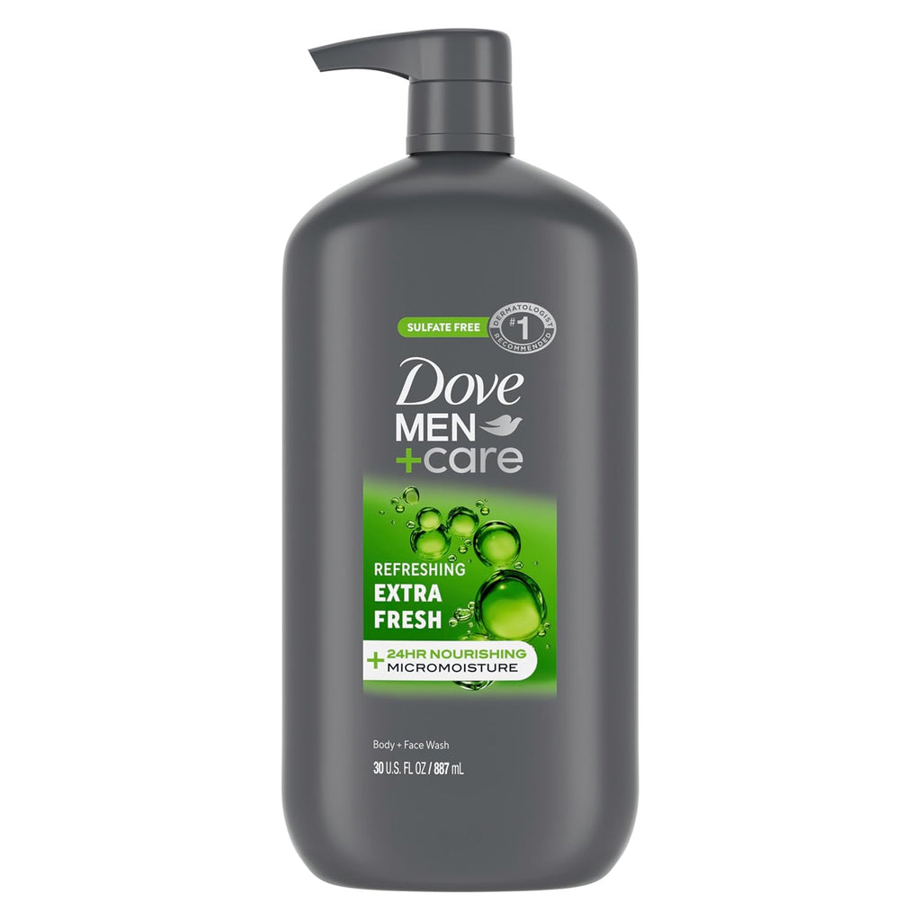 DOVE Men + Care Body Wash and Face for Fresh, Healthy-Feeling Skin Extra Fresh Cleanser That Effectively Washes Away Bacteria While Nourishing Your 13.5 oz