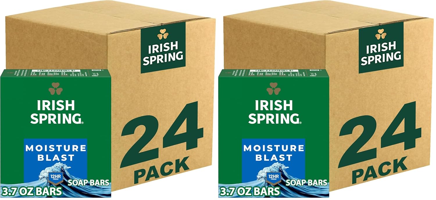Irish Spring Bar Soap for Men, Original Clean, Smell Fresh and Clean for 12 Hours, Men Soap Bars for Washing Hands and Body, Mild for Skin, Recyclable Carton, 3.7 Ounce - 3 Count (Pack of 8)