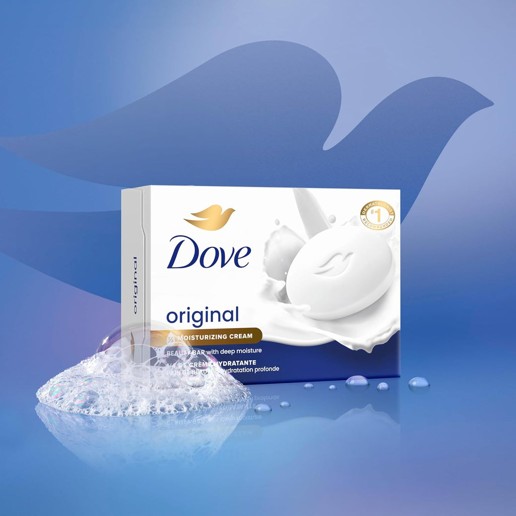 Dove Beauty Bar Soap Original, 6 Bars for Soft, Smooth Skin, with 1/4 Moisturizing Cream 3.75 oz