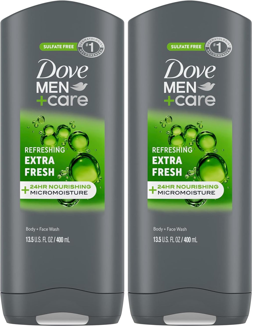 DOVE Men + Care Body Wash and Face for Fresh, Healthy-Feeling Skin Extra Fresh Cleanser That Effectively Washes Away Bacteria While Nourishing Your 13.5 oz