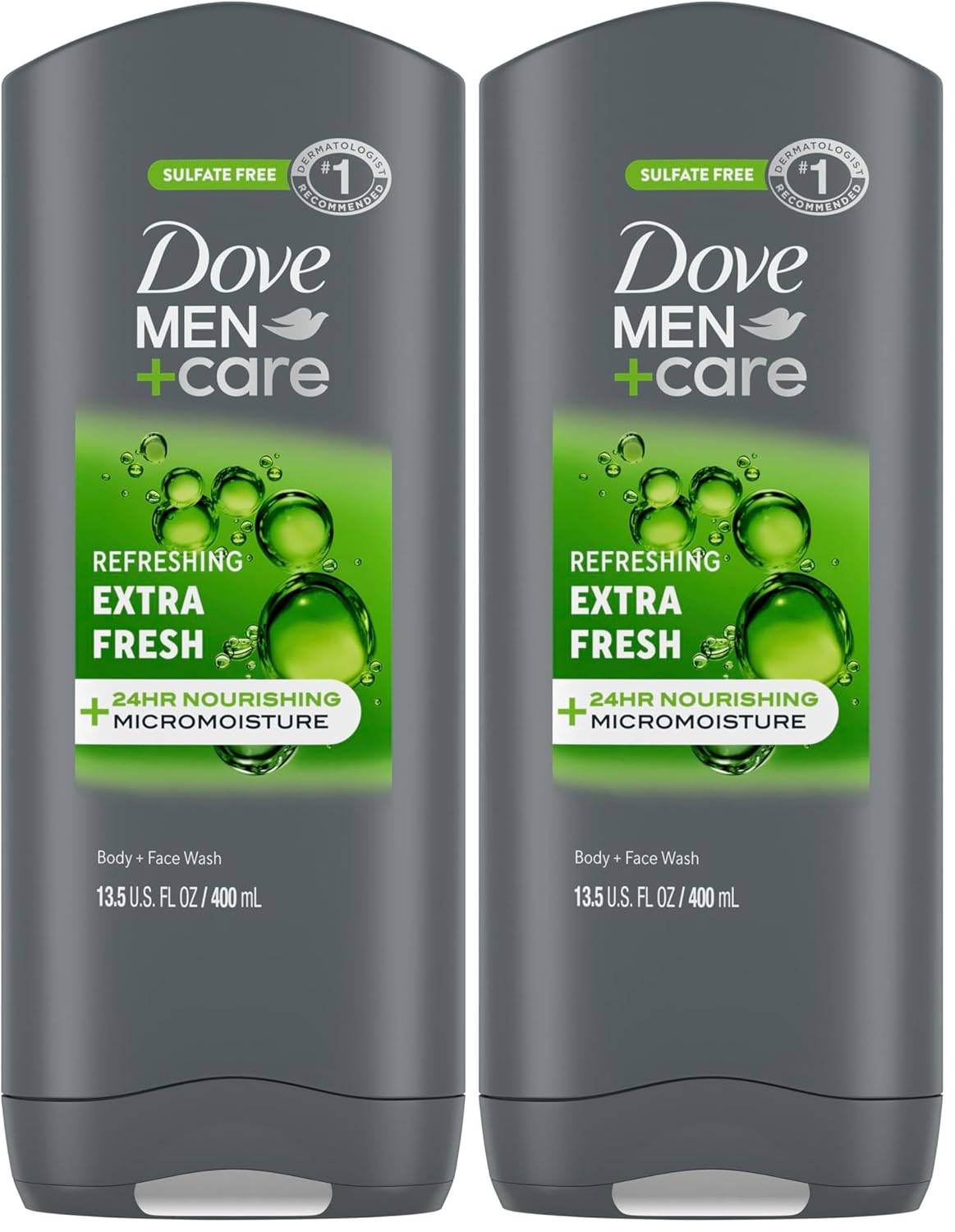 DOVE Men + Care Body Wash and Face for Fresh, Healthy-Feeling Skin Extra Fresh Cleanser That Effectively Washes Away Bacteria While Nourishing Your 13.5 oz