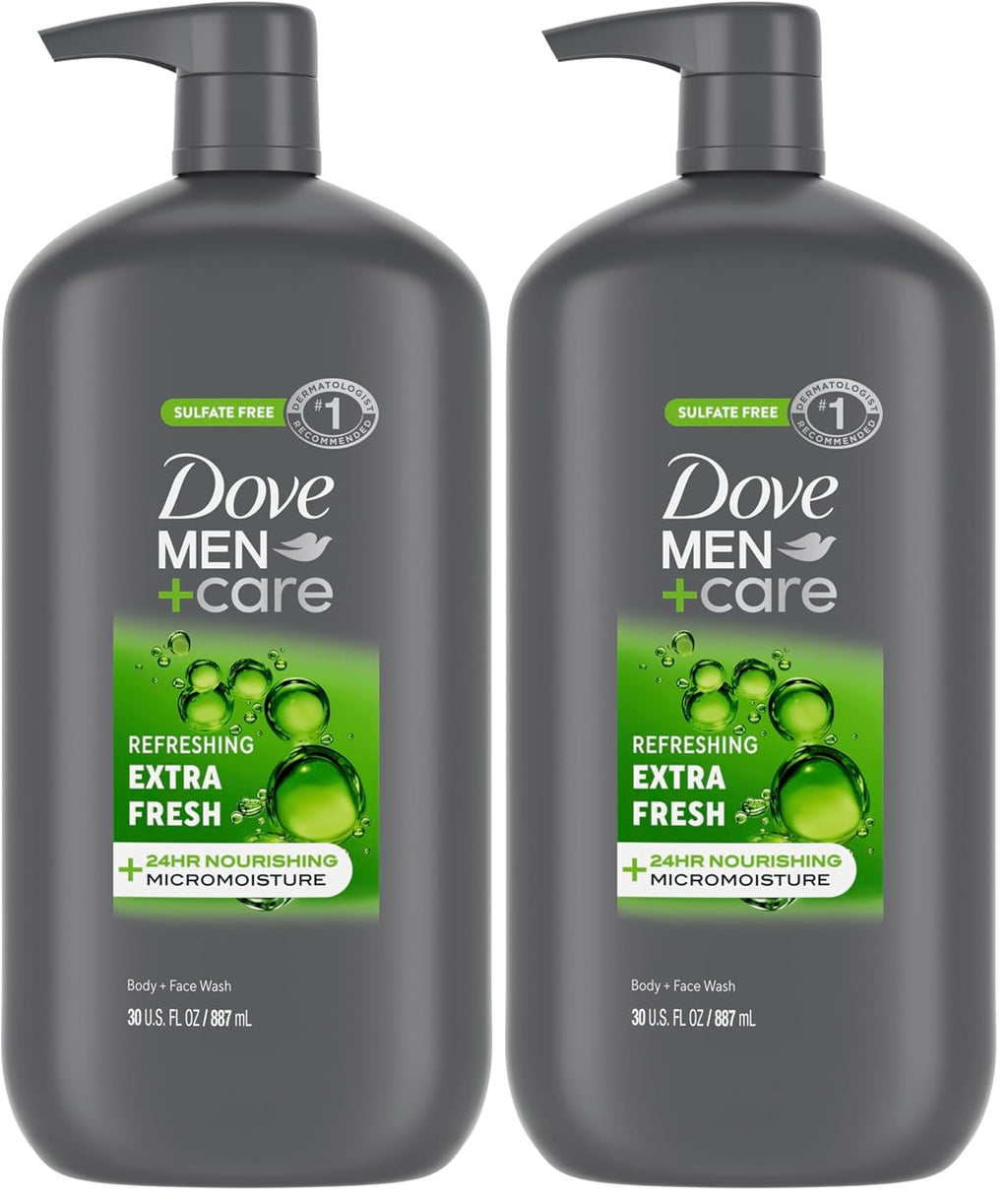 DOVE Men + Care Body Wash and Face for Fresh, Healthy-Feeling Skin Extra Fresh Cleanser That Effectively Washes Away Bacteria While Nourishing Your 13.5 oz