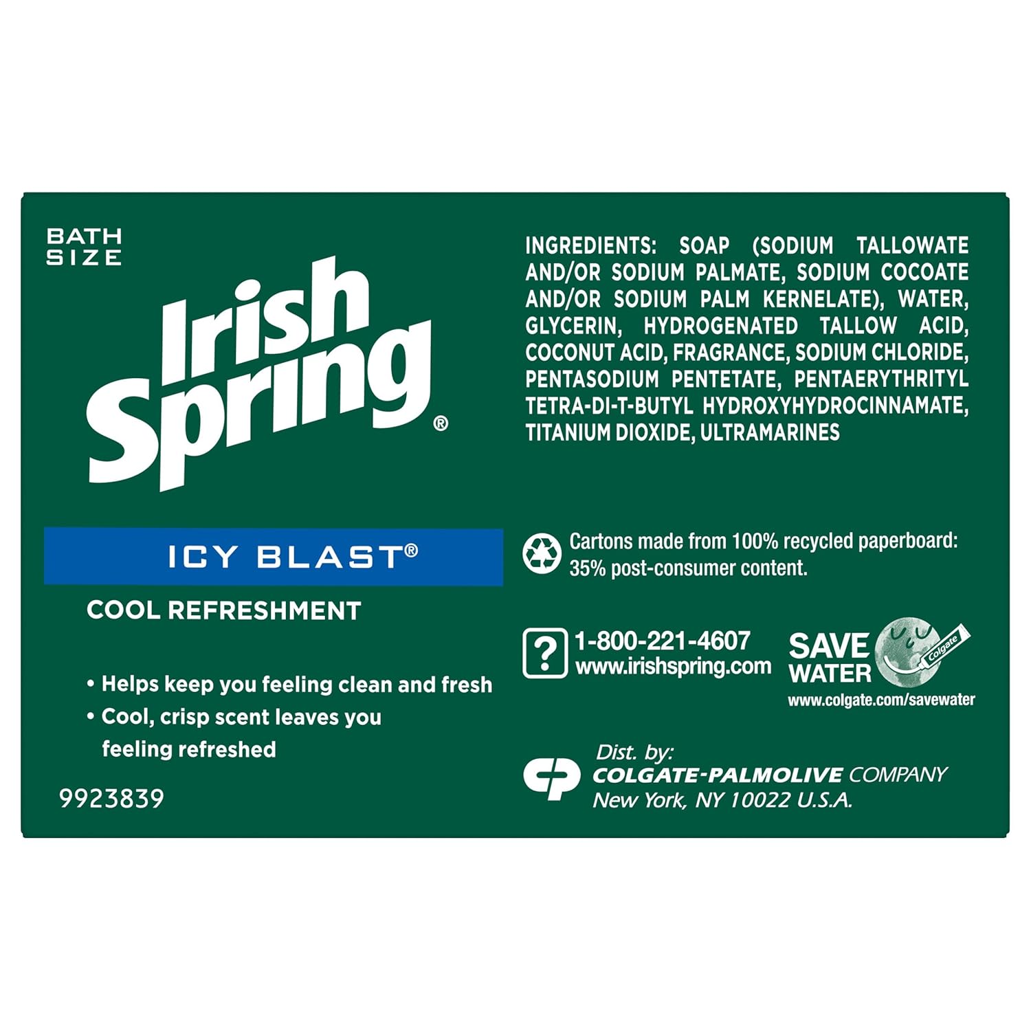 Irish Spring Bar Soap for Men, Original Clean, Smell Fresh and Clean for 12 Hours, Men Soap Bars for Washing Hands and Body, Mild for Skin, Recyclable Carton, 3.7 Ounce - 3 Count (Pack of 8)