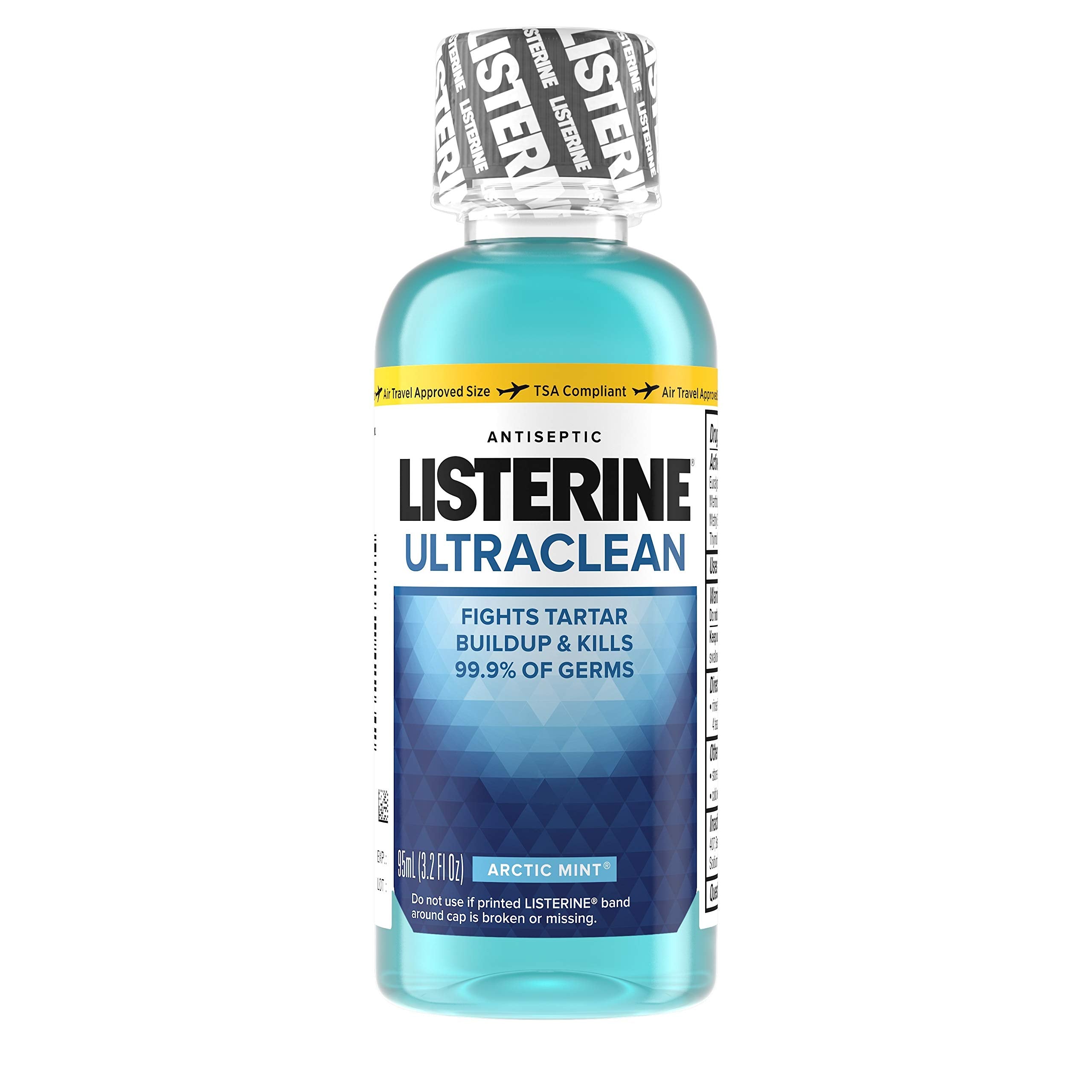Listerine Ultraclean Intense Antiseptic Mouthwash + Whitening Protection*, Everfresh Technology to Help Fight Bad Breath, Gingivitis, & Plaque, Tartar Control Oral Rinse, Intense Mint, 1L, Pack of 2