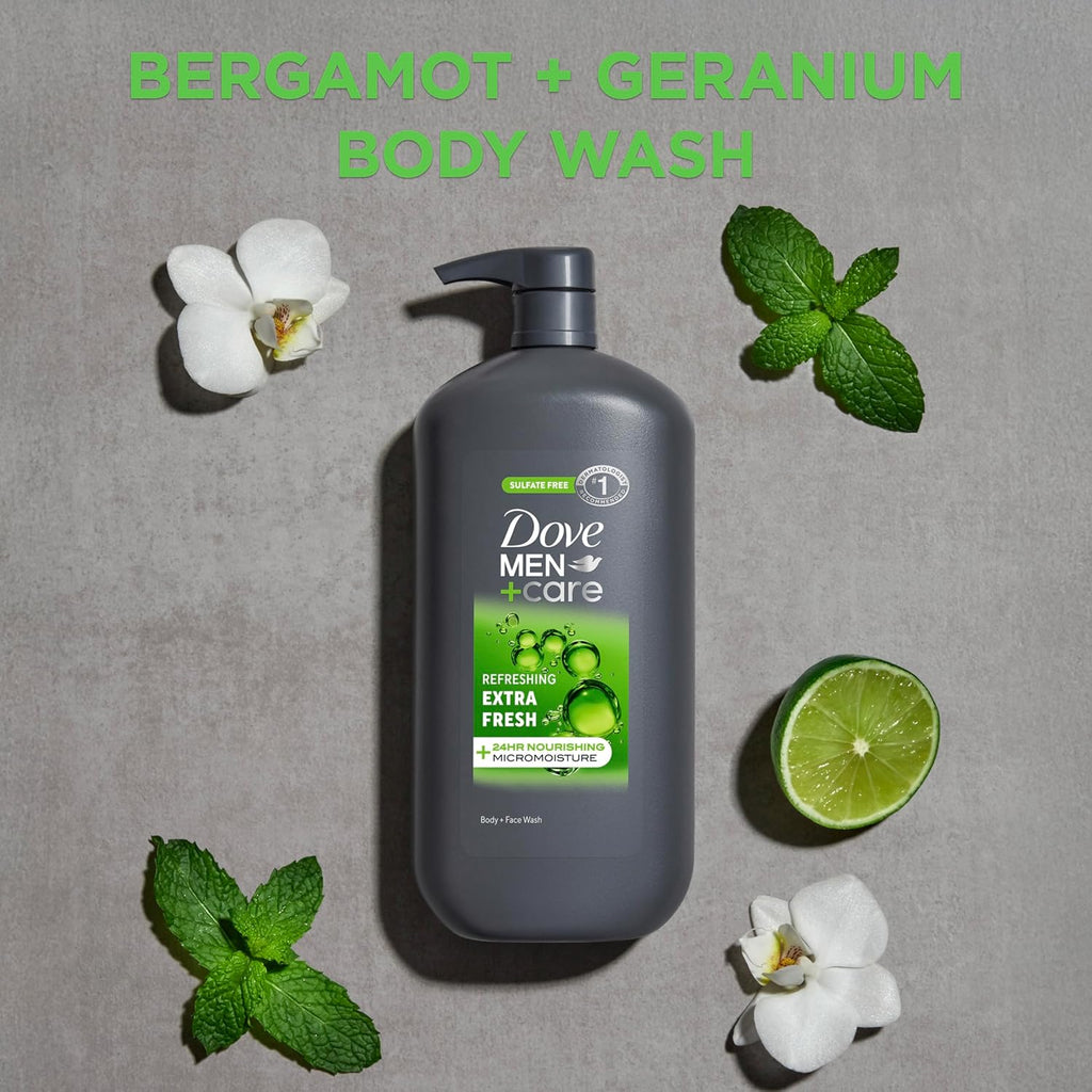 DOVE Men + Care Body Wash and Face for Fresh, Healthy-Feeling Skin Extra Fresh Cleanser That Effectively Washes Away Bacteria While Nourishing Your 13.5 oz
