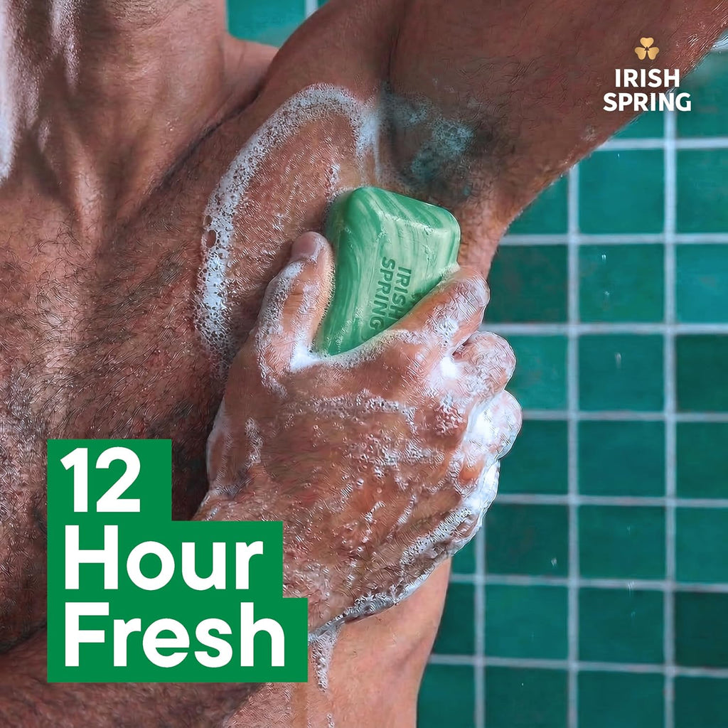 Irish Spring Bar Soap for Men, Original Clean, Smell Fresh and Clean for 12 Hours, Men Soap Bars for Washing Hands and Body, Mild for Skin, Recyclable Carton, 3.7 Ounce - 3 Count (Pack of 8)