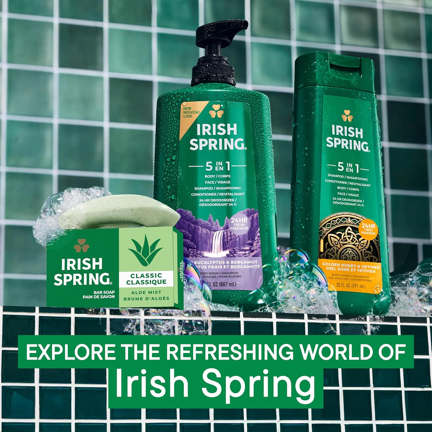 Irish Spring Bar Soap for Men, Original Clean, Smell Fresh and Clean for 12 Hours, Men Soap Bars for Washing Hands and Body, Mild for Skin, Recyclable Carton, 3.7 Ounce - 3 Count (Pack of 8)